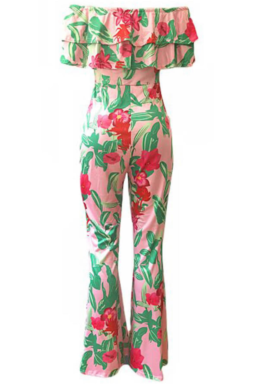 Floral Women's One-Piece Casual Off Shoulder Jumpsuit