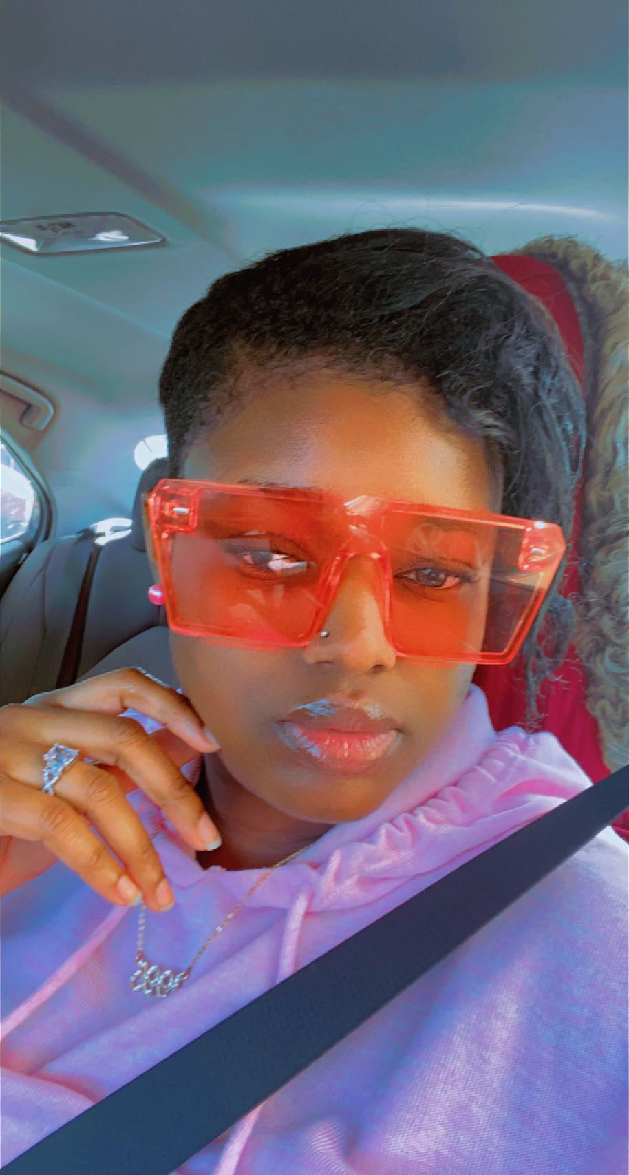 Ladies Large Pink Translucent Lens Sunglasses