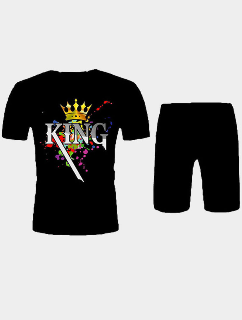 "Fit For a King" Men's two-piece Shirt and Short Set with Pockets