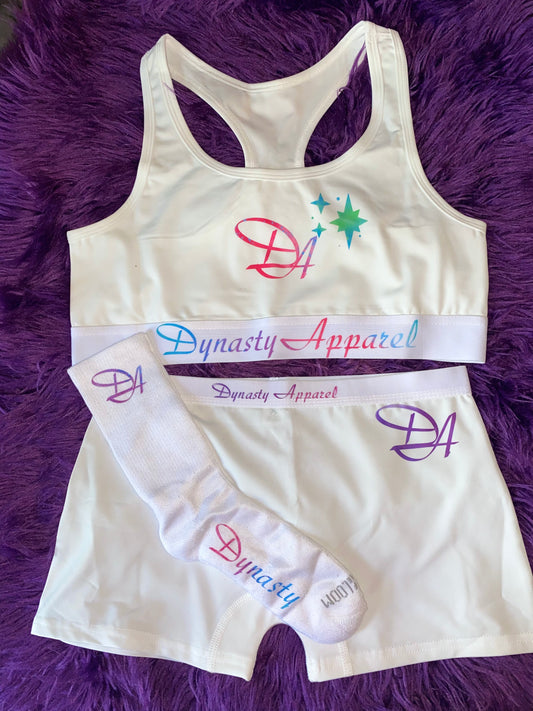 Dynasty Rainbow Luxe Set | 3-Piece Sports Bra, Boyshort & Socks Set