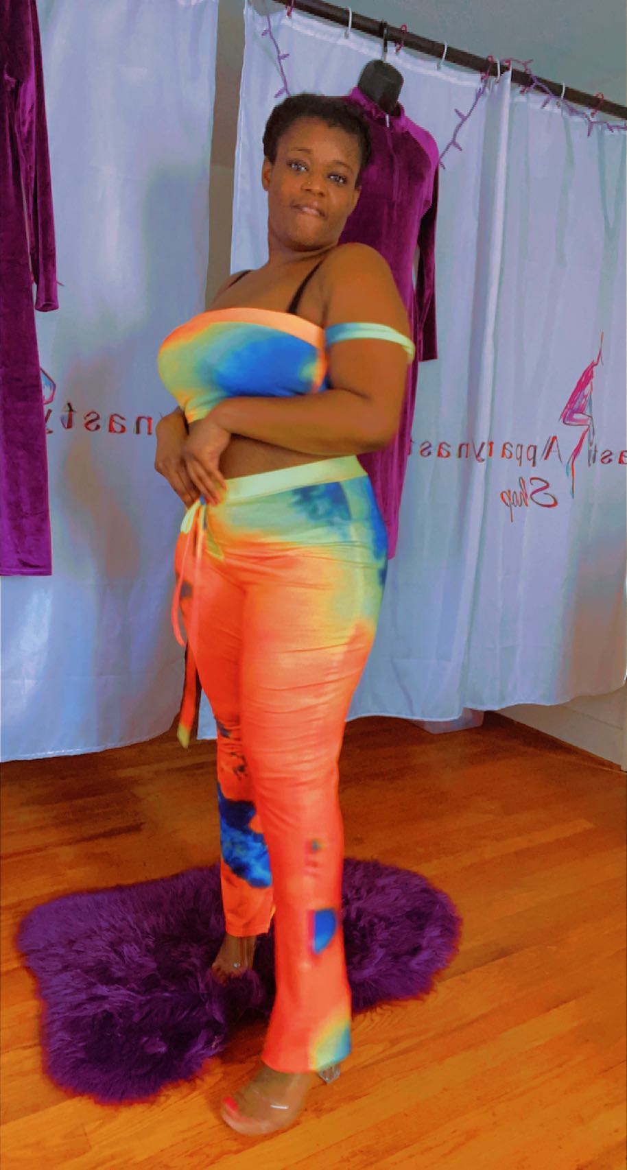 Women's Tie-Dyed Two-Piece Crop Top and Wide Legged Pants Set