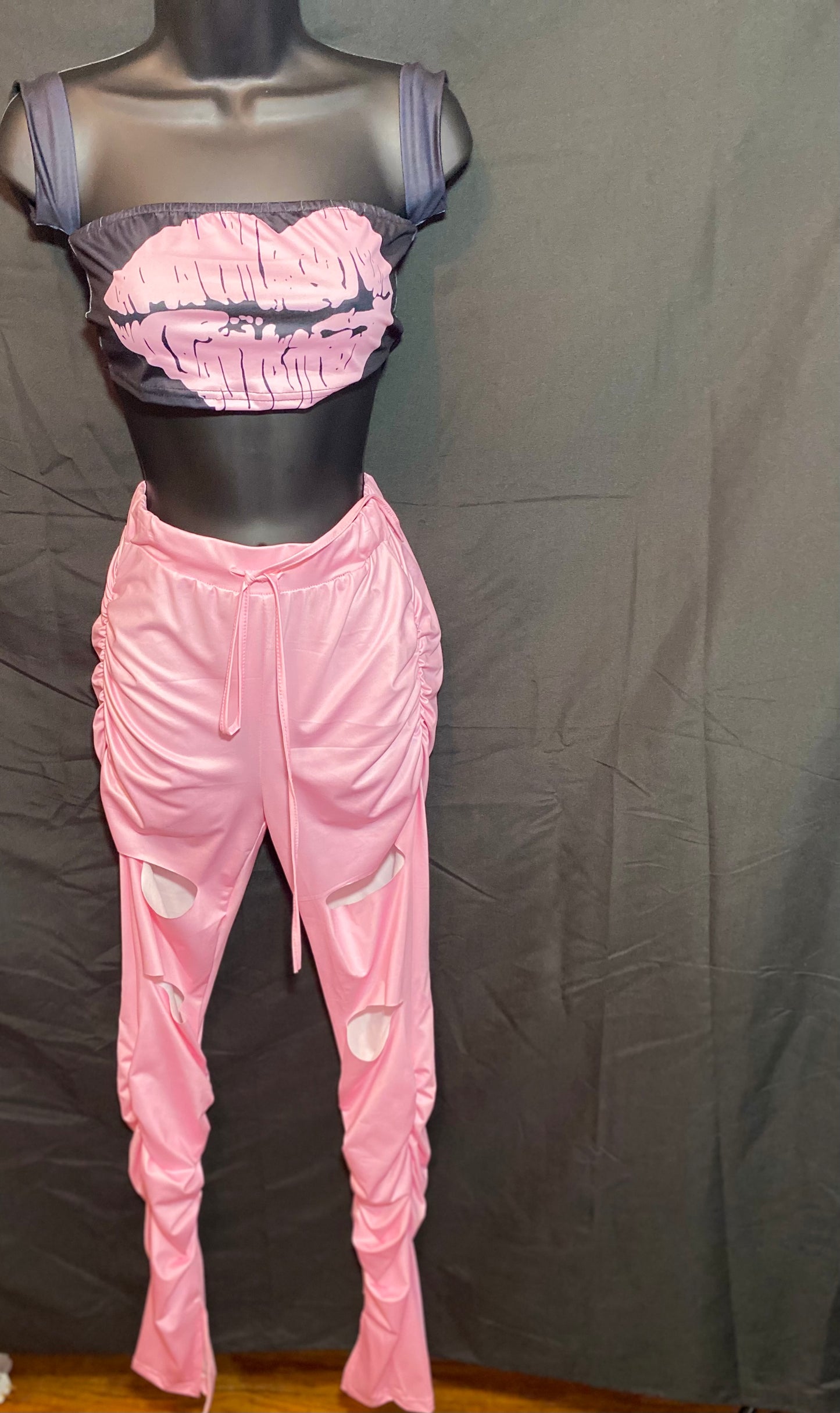Dynasty Kiss Me Set | Crop Top & Wide Leg Pants Set