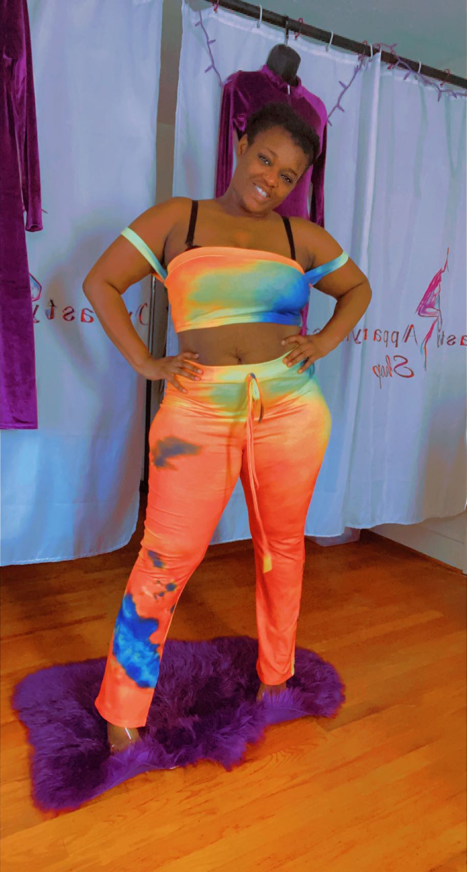 Women's Tie-Dyed Two-Piece Crop Top and Wide Legged Pants Set