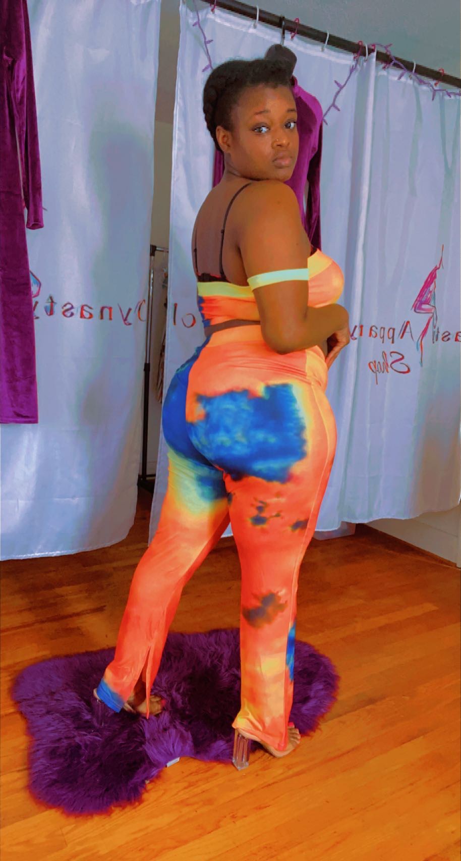 Women's Tie-Dyed Two-Piece Crop Top and Wide Legged Pants Set