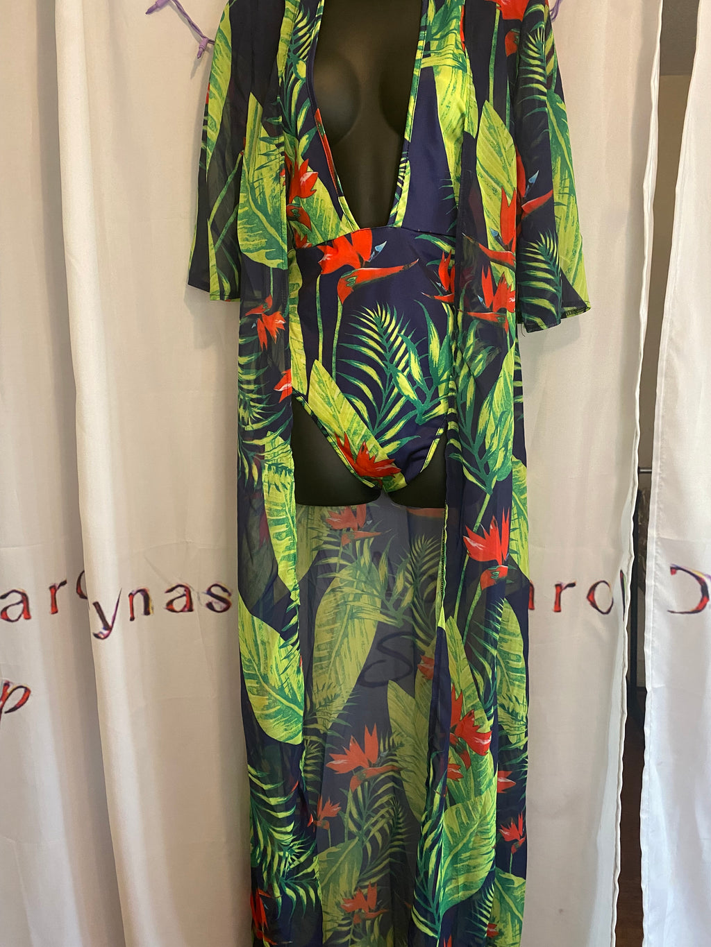 “Caribbean Babe” Women’s One Piece Swimsuit with Coverup