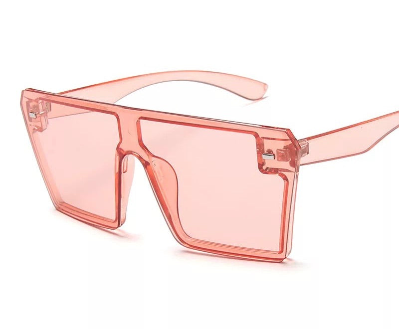 Ladies Large Pink Translucent Lens Sunglasses