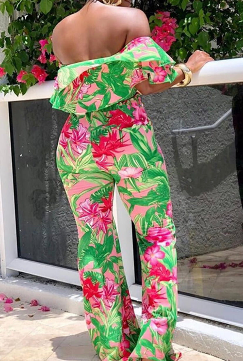 Floral Women's One-Piece Casual Off Shoulder Jumpsuit