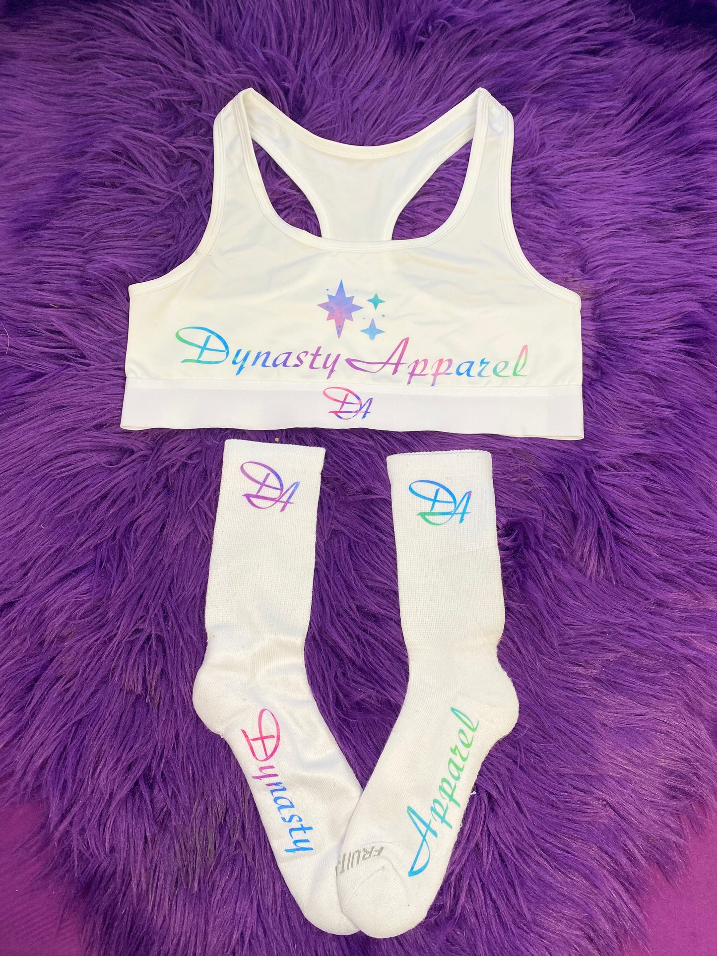 Dynasty Apparel Custom Design Sports Bra Boy Shorts Underwear and Matching Sock Set